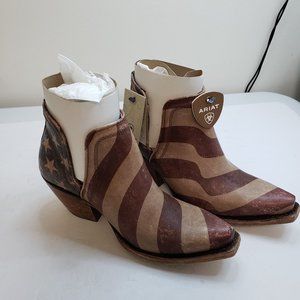 Ariat Womens Old Patriot Dixon Western Ankle Boot Size 5.5 Medium Leather Flag